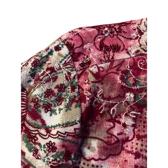 Christopher & Banks Jacket Womens M Red Multi Corduroy Zip Front Embroidered - Picture 13 of 16